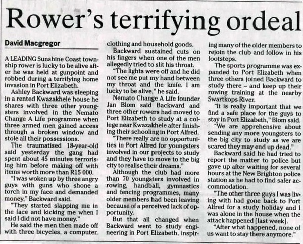 Rower's terrifying ordeal